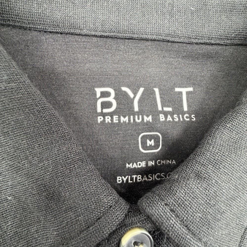 BYLT Premium Basics Mens Comfort Wool Short Sleeve Polo Black Medium NEW - Picture 3 of 7